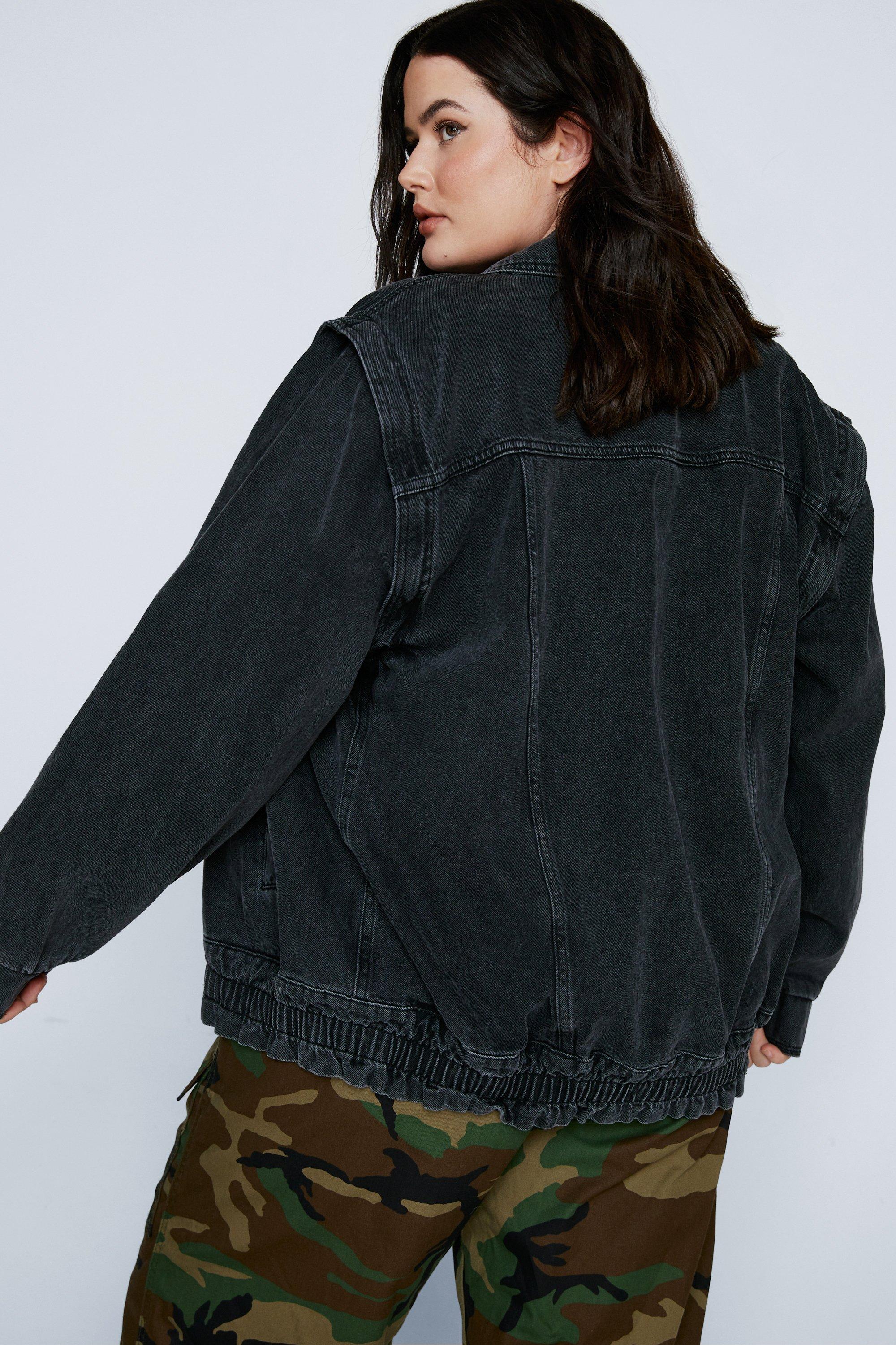 Plus size grey sales denim jacket